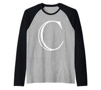 The Letter C Classic Style Capital Alphabet Monogram Initial Raglan Baseball Tee
