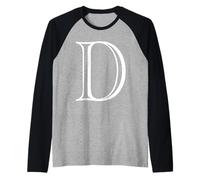 The Letter D Classic Style Capital Alphabet Monogram Initial Raglan Baseball Tee