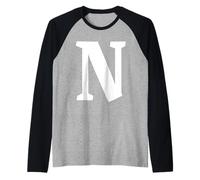 The Letter N Fun Big and Bold for Events Family Teams Groups Raglan Baseball Tee