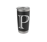The Letter P Classic Style Capital Alphabet Monogram Initial Stainless Steel Insulated Tumbler