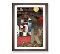 The Letter R by Paul Klee Framed Print | A2 Walnut Framed Wall Art | Ready to Hang | Modern Nature Picture | Living Room Bedroom Lounge Office