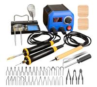 The LH55-T2-NS2 Wood Burner Set offers adjustable temperature control from 25℃ to 750℃, with 2 removable wood burning tool pens, 36 tips