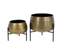 The Libra Company Clyde Tabletop Brass Planters (Set of 2) - Iron - L28 x W28 x H28 cm in Gold The Libra Company Gold