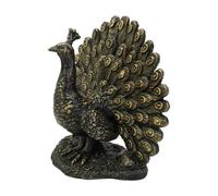 The Libra Company Peacock Sculpture - Polyresin/Limestone - L7.5xW16.8xH17 cm - Bronze The Libra Company Bronze
