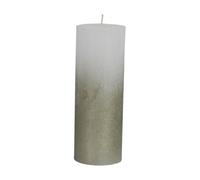 The Libra Company Pillar Candle With Metallic Ombre Base - Paraffin - L7 x W7 x H19 cm in Green The Libra Company Green
