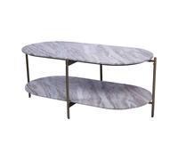 The Libra Company Toronto Top & Base Coffee Table - Iron/Marble/MDF - L50xW100xH40 cm in Brown The Libra Company Brown