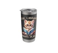 The Library is My Happy Place Cat Teacher Stainless Steel Insulated Tumbler