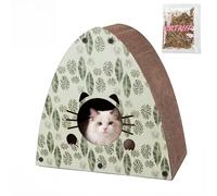 THE LICKER Store CSR1006E Koko 19" Modern Cardboard Triangle Cat Cave Scratcher with Catnip, Mint/Green, 2-in-1 Corrugated Cat House Hideaway & Scratching Board, Durable Furniture Protector