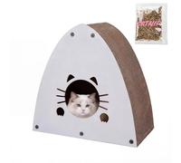 THE LICKER Store CSR1006G Koko 19" Modern Cardboard Triangle Cat Cave Scratcher with Catnip, Gray, 2-in-1 Corrugated Cat House Hideaway & Scratching Board for Cats, Durable Furniture Protector