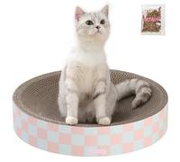 THE LICKER STORE CSR1010E Nelson 20.13" Modern Cardboard Round Bowl Cat Scratcher with Catnip, Strawberry Milkshake