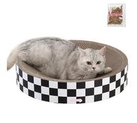 THE LICKER STORE CSR1010F Nelson 20.13" Modern Cardboard Round Bowl Cat Scratcher with Catnip, Checkered