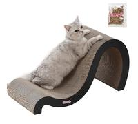 THE LICKER STORE CSR1013A Kona 27" Modern Cardboard Double-Sided Wave Cat Scratcher with Catnip, Ink