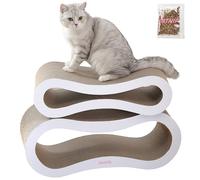 THE LICKER STORE CSR1014B Suvi 26" Modern Cardboard Infinity 2-in-1 Lounge Bed Cat Scratcher with Catnip, Cloud