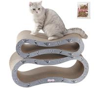 THE LICKER STORE CSR1014E Suvi 26" Modern Cardboard Infinity 2-in-1 Lounge Bed Cat Scratcher with Catnip, Winter Sparrow