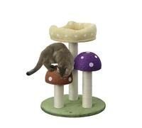 THE LICKER STORE CTR1001A Pixie 22.5" 3-Tier Cottage Sisal Mushroom Cat Tree with Scratching Posts, Napping Perch, and Dangling Bell Toy, Multi