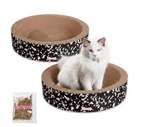 THE LICKER Store Daisy 18.13" Modern Cardboard Bowl Cat Scratcher with Catnip, Black/White Composition Notebook Corrugated Cat Scratching Pad, Furniture Protector, Set of 2 CSR1001C-SET2