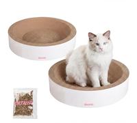 THE LICKER Store Daisy 18.13" Modern Cardboard Bowl Cat Scratcher with Catnip, White Corrugated Cat Scratching Pad, Furniture Protector, Set of 2 CSR1001F-SET2
