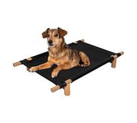 The LICKER Store DBD5000C Chester 32" Modern Minimalist Wood Frame Elevated Outdoor Dog Bed, Ink/Light Teak