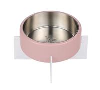 The LICKER Store DBL3000A Intersecta Small/Medium Concrete and Stainless Steel Bowl 16oz (2 Cups) with Metal Stand Pet Feeder, Pink/White