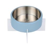 The LICKER Store DBL3000C Intersecta Small/Medium Concrete and Stainless Steel Bowl 16oz (2 Cups) with Metal Stand Pet Feeder, Blue/White