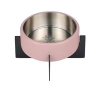 The LICKER Store DBL3000D Intersecta Small/Medium Concrete and Stainless Steel Bowl 16oz (2 Cups) with Metal Stand Pet Feeder, Pink/Black