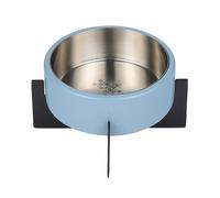 The LICKER Store DBL3000F Intersecta Small/Medium Concrete and Stainless Steel Bowl 16oz (2 Cups) with Metal Stand Pet Feeder, Blue/Black