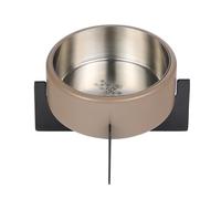 The LICKER Store DBL3000G Intersecta Small/Medium Concrete and Stainless Steel Bowl 16oz (2 Cups) with Metal Stand Pet Feeder, Brown/Black