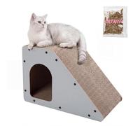 THE LICKER Store Kento 23.63" Modern Cardboard Cat Cave Scratcher with Catnip, Angled Trapezoid Hideaway House and Scratching Lounge for Indoor Cats, Gray CSR1008H