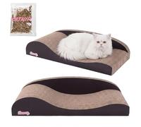 THE LICKER Store Kokomo 23.75" Cardboard Lounge Bed Cat Scratcher Sofa with Catnip, Modern Corrugated Scratching Couch for Indoor Pets, Black Solid Color CSR1002E