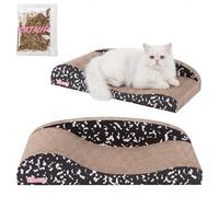 THE LICKER Store Kokomo 23.75" Cardboard Lounge Bed Cat Scratcher Sofa with Catnip, Modern Corrugated Scratching Couch for Indoor Pets, Black/White Pattern CSR1002B