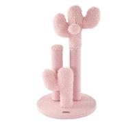THE LICKER Store Marfa 21.5" Modern Triple Cactus Cat Scratching Post with Fuzzy Toy, Natural Jute Rope Scratcher with Weighted Non-Slip Base, Pink CTR1008C