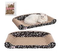 THE LICKER Store Montego 27.5" Cardboard Cat Scratcher Lounge Bed, Corrugated Sofa Scratching Pad with Catnip, Black/White Furniture Protector for Large Cats CSR1004D