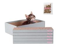 THE LICKER Store Naomi 18" x 10" Reversible Corrugated Cardboard Cat Scratcher Pads with Catnip, 5-Pack, Gray Modern Furniture Protector CSR1009D