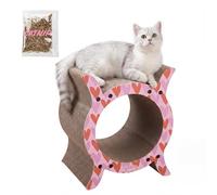 THE LICKER Store Nyan 16.5" Modern Cardboard Tunnel Cat Scratcher House with Catnip, Corrugated Indoor Cat Hideaway Den, Heart Pattern Scratching Surface for All Cats CSR1007C