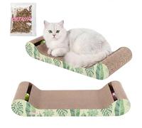 THE LICKER Store Rini 23.75" Modern Cardboard Cat Scratcher Lounge Bed with Built-in Bell Toys and Catnip, Ergonomic Curved Sofa Design, Mint/Green CSR1003E