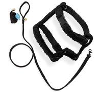 THE LICKER STORE WLK1001C-4SET Teddy Small Bouclé Adjustable H Harness and Leash Walk Set with Poop Bag Pouch, Ink