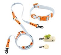 THE LICKER STORE WLK1004D-5SET Luna Small 8FT Adjustable 6-in-1 Waterproof Hands-Free Leash and Collar with LED Flashlight, Bag Dispenser, and Poop Bag Holder, Fishbowl