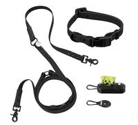 THE LICKER STORE WLK1004I-5SET Luna Small 8FT Adjustable 6-in-1 Waterproof Hands-Free Leash and Collar with LED Flashlight, Bag Dispenser, and Poop Bag Holder, Bitters