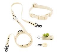 THE LICKER STORE WLK1004L-5SET Luna Small 8FT Adjustable 6-in-1 Waterproof Hands-Free Leash and Collar with LED Flashlight, Bag Dispenser, and Poop Bag Holder, Bailey