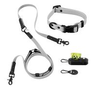 THE LICKER STORE WLK1004N-5SET Luna Small 8FT Adjustable 6-in-1 Waterproof Hands-Free Leash and Collar with LED Flashlight, Bag Dispenser, and Poop Bag Holder, Martini