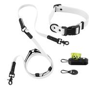 THE LICKER STORE WLK1006F-5SET Luna Large 8FT Adjustable 6-in-1 Waterproof Hands-Free Leash and Collar with LED Flashlight, Bag Dispenser, and Poop Bag Holder, Seltzer