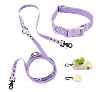 THE LICKER STORE WLK1006H-5SET Luna Large 8FT Adjustable 6-in-1 Waterproof Hands-Free Leash and Collar with LED Flashlight, Bag Dispenser, and Poop Bag Holder, Bramble