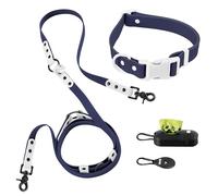 THE LICKER STORE WLK1006J-5SET Luna Large 8FT Adjustable 6-in-1 Waterproof Hands-Free Leash and Collar with LED Flashlight, Bag Dispenser, and Poop Bag Holder, Highball