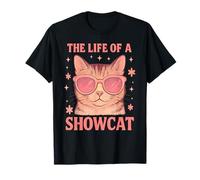 The Life of a Showcat Cute Pink Girly Cat Sunglasses y2k T-Shirt