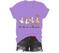 The Life of a Silly Goose Shirt, Funny Silly Goose T-Shirt, Classic Graphic Print Women Men V-Neck Tshirt Purple
