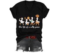 The Life of a Silly Goose Shirt, Funny Silly Goose T-Shirt, Classic Graphic Print Women Men V-Neck Tshirt Black