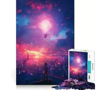 The Light Bulb Jigsaw Puzzles for Adults 1000 Piece Memory Boost Cozy Time Pattern Assembly Santa Wish List (38x52cm)