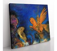 The Lighter Of Dreams by Odilon Redon Classic Painting Canvas Wall Art Print Ready to Hang, Framed Picture for Living Room Bedroom Home Office Décor, 35x35 cm (14x14 Inch)