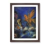 The Lighter Of Dreams By Odilon Redon Classic Painting Framed Wall Art Print, Ready to Hang Picture for Living Room Bedroom Home Office Décor, Walnut A3 (34 x 46 cm)