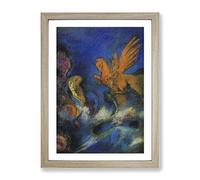 The Lighter Of Dreams By Odilon Redon Classic Painting Framed Wall Art Print, Ready to Hang Picture for Living Room Bedroom Home Office Décor, Oak A4 (34 x 25 cm)